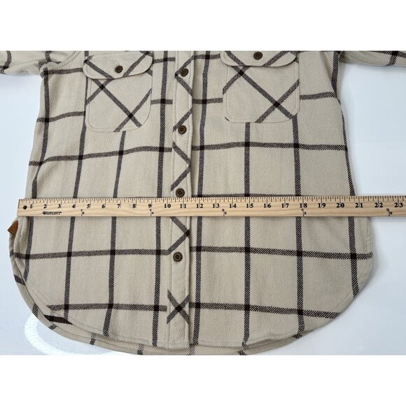 Faherty Daly Shirt Olivia Plaid Women’s Medium Flannel Tan Beige Button Up - Picture 12 of 16